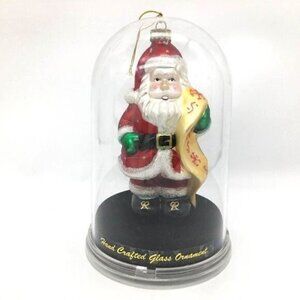 Glass Santa Christmas Ornament Mouth Blown Hand Decorated